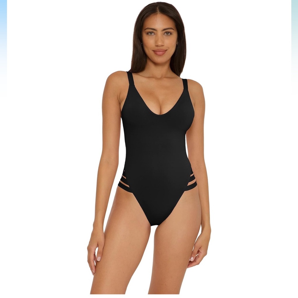 BECCA Standard Color Prism High Leg One Piece Swimsuit-Scoop Neck, Open Back
